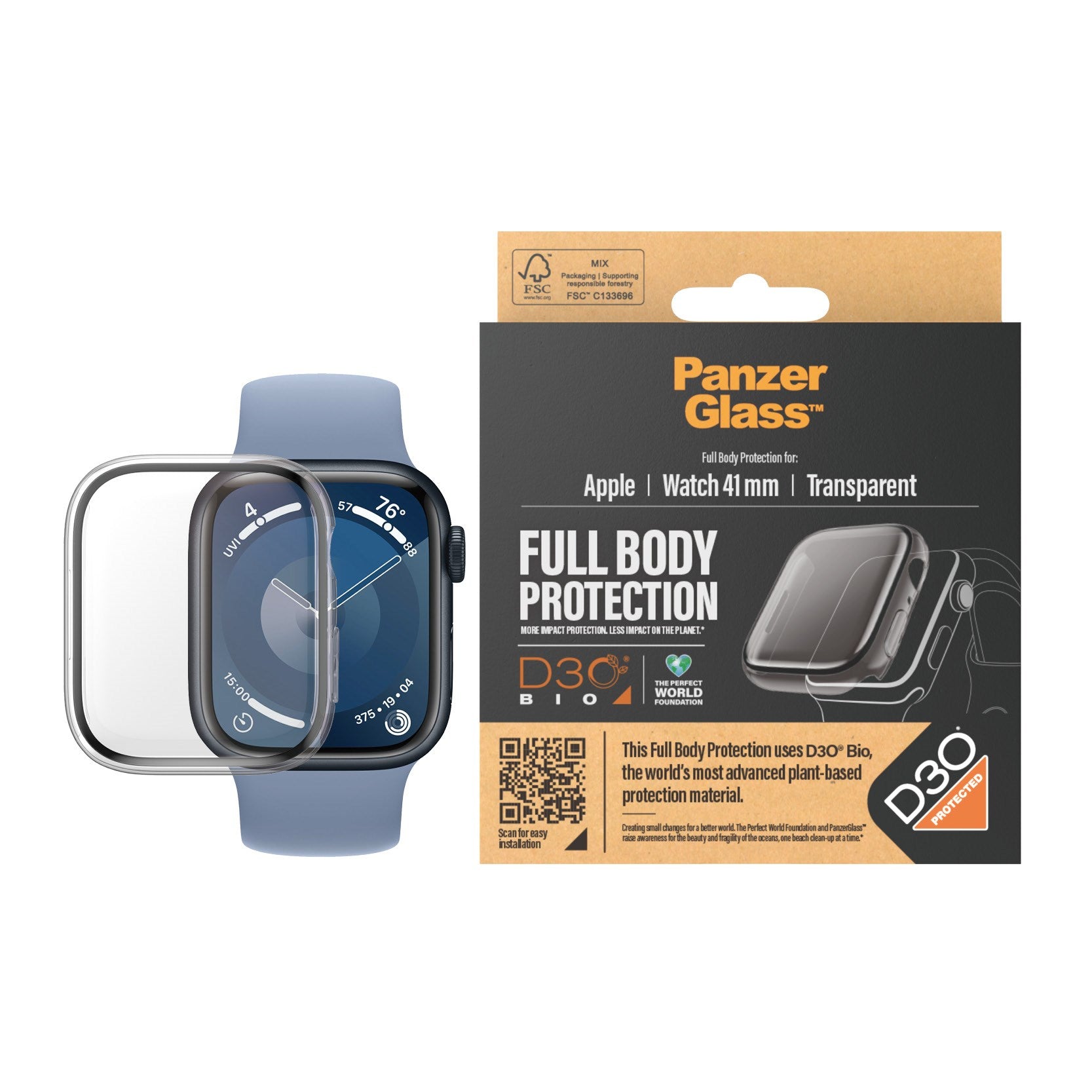 PanzerGlass® Full Body Transparent m. D3O® Apple Watch Series 9 | 41mm